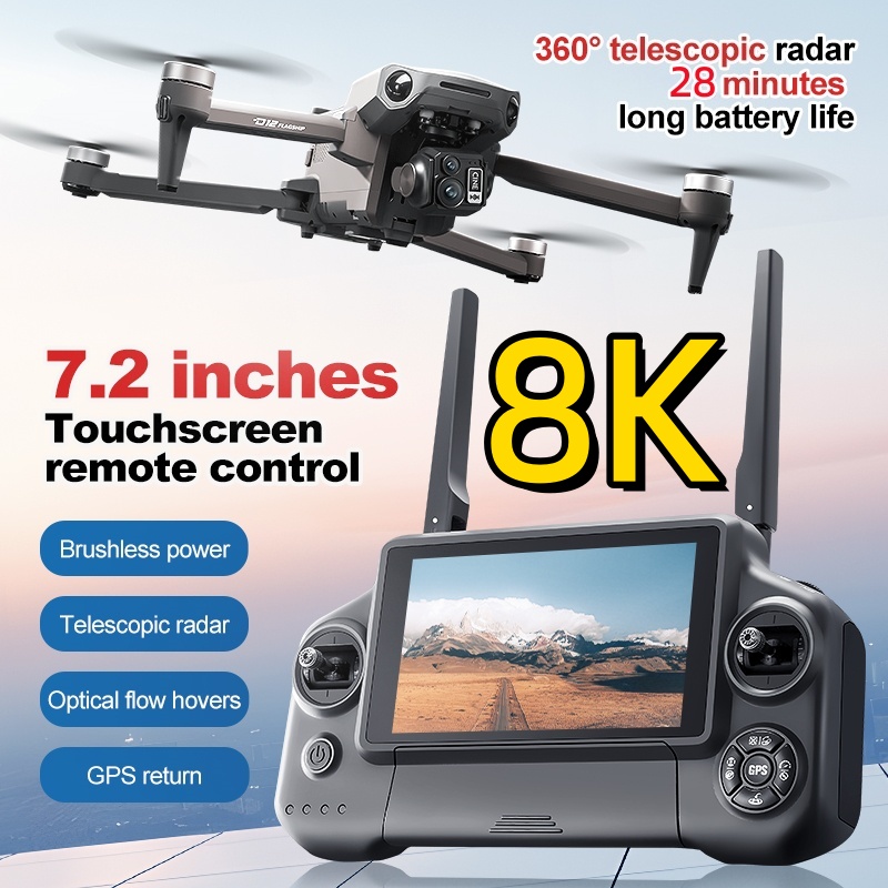 Drone Rc With Screen - 8K 3-assige Gimbal Brushless 7,2 inch